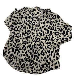 Foxcroft Button Front Non Iron Shirt Womens 18 Leopard Capsule Office Career